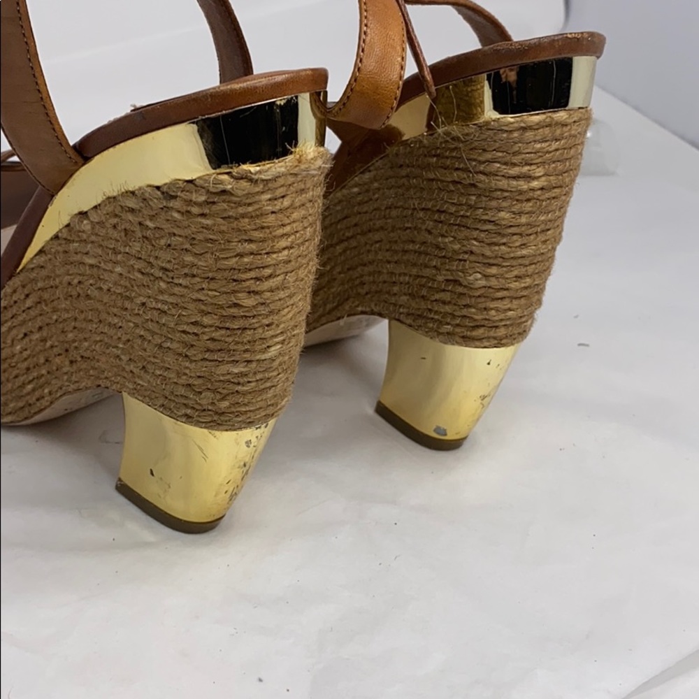 MIU MIU Prada Sz 38 Leather Espadrille Heel Wedges - Picture 12 of 16